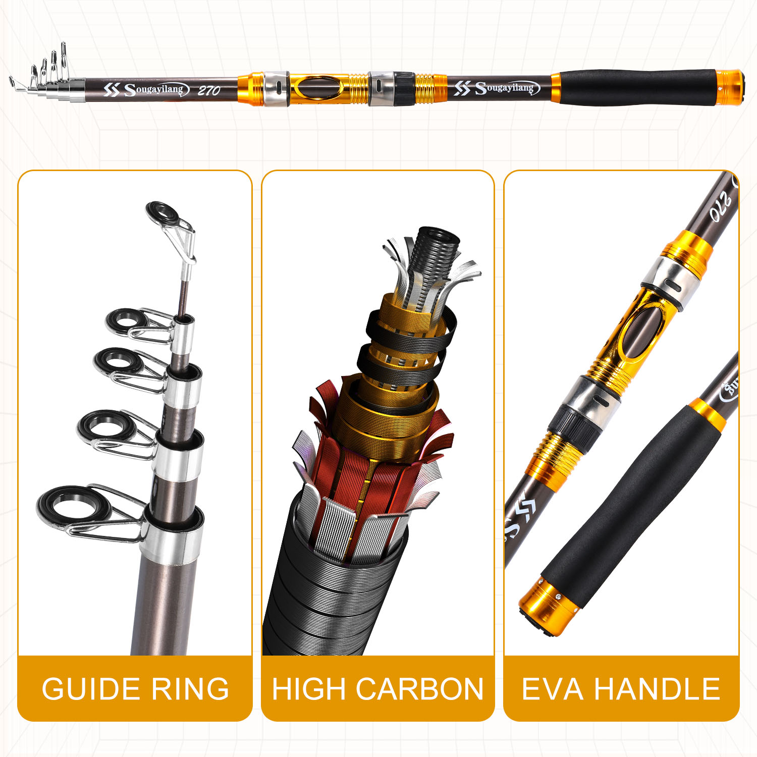 Sougayilang 2.1m-3.0m Spinning - Fishing Rod Surf ulasan dan harga